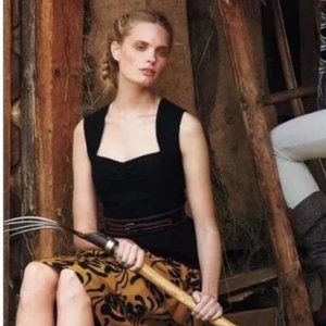 Anthropologie's ”Girls from Savoy” Black Lace Peplum Top. Size 4.